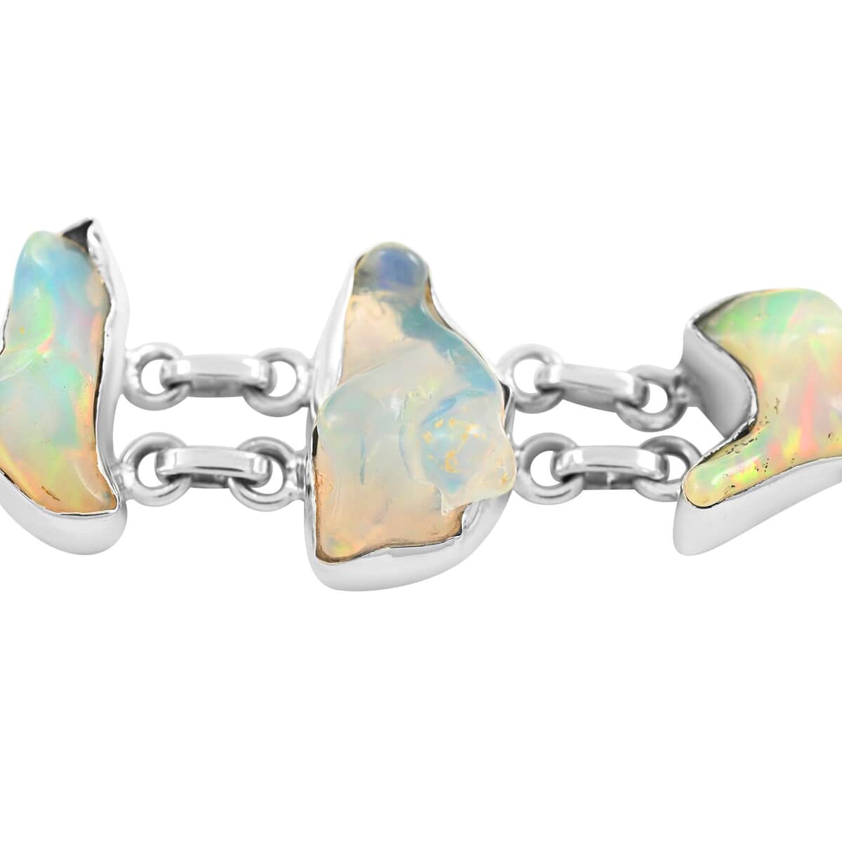 Rough Cut Ethiopian Welo Opal Toggle Clasp Bracelet in Sterling Silver (7.25 In) 9.30 ctw image number 2