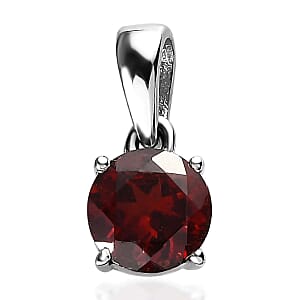Mozambique Garnet Solitaire Pendant in Stainless Steel 1.40 ctw , Tarnish-Free, Waterproof, Sweat Proof Jewelry