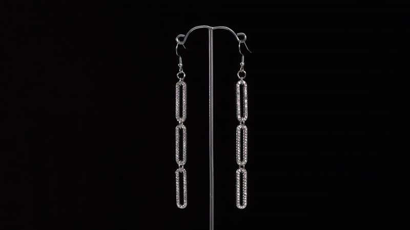 Austrian Crystal Paper Clip Earrings in Silvertone