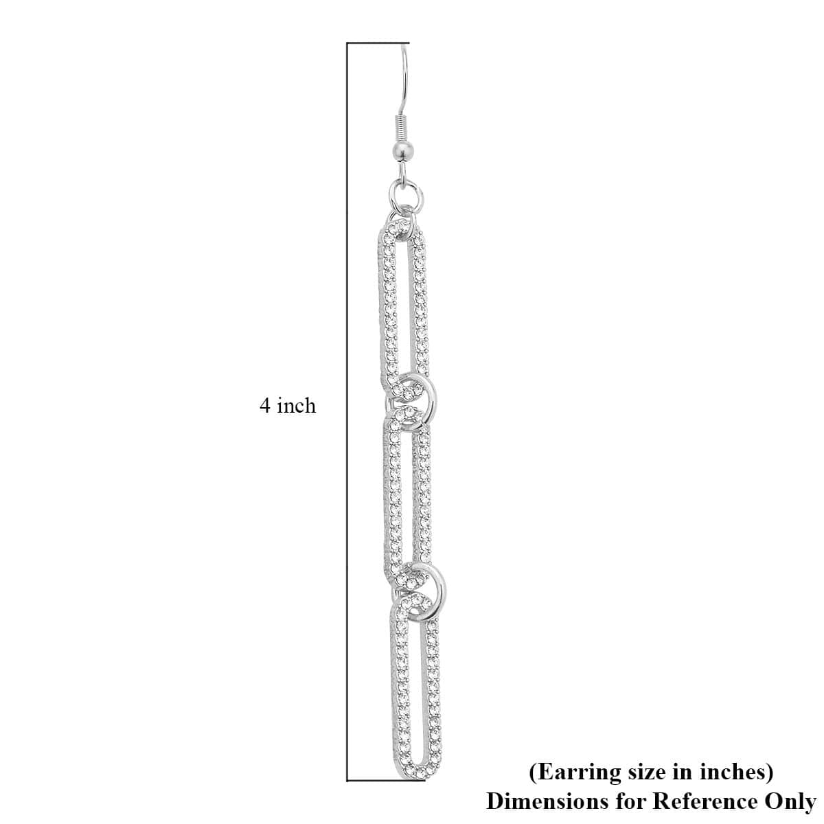 Austrian Crystal Paper Clip Earrings in Silvertone image number 4
