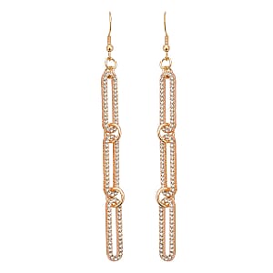 Austrian Crystal Paper Clip Earrings in Goldtone