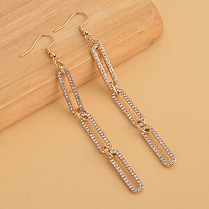 Austrian Crystal Paper Clip Earrings in Goldtone