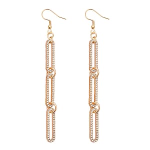 Austrian Crystal Paper Clip Earrings in Goldtone