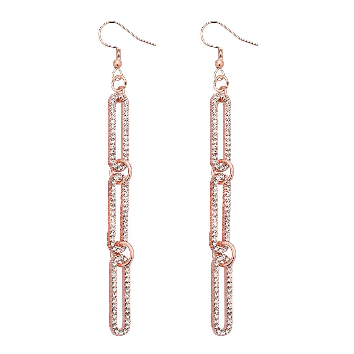 Austrian Crystal Paper Clip Earrings in Rosetone image number 3