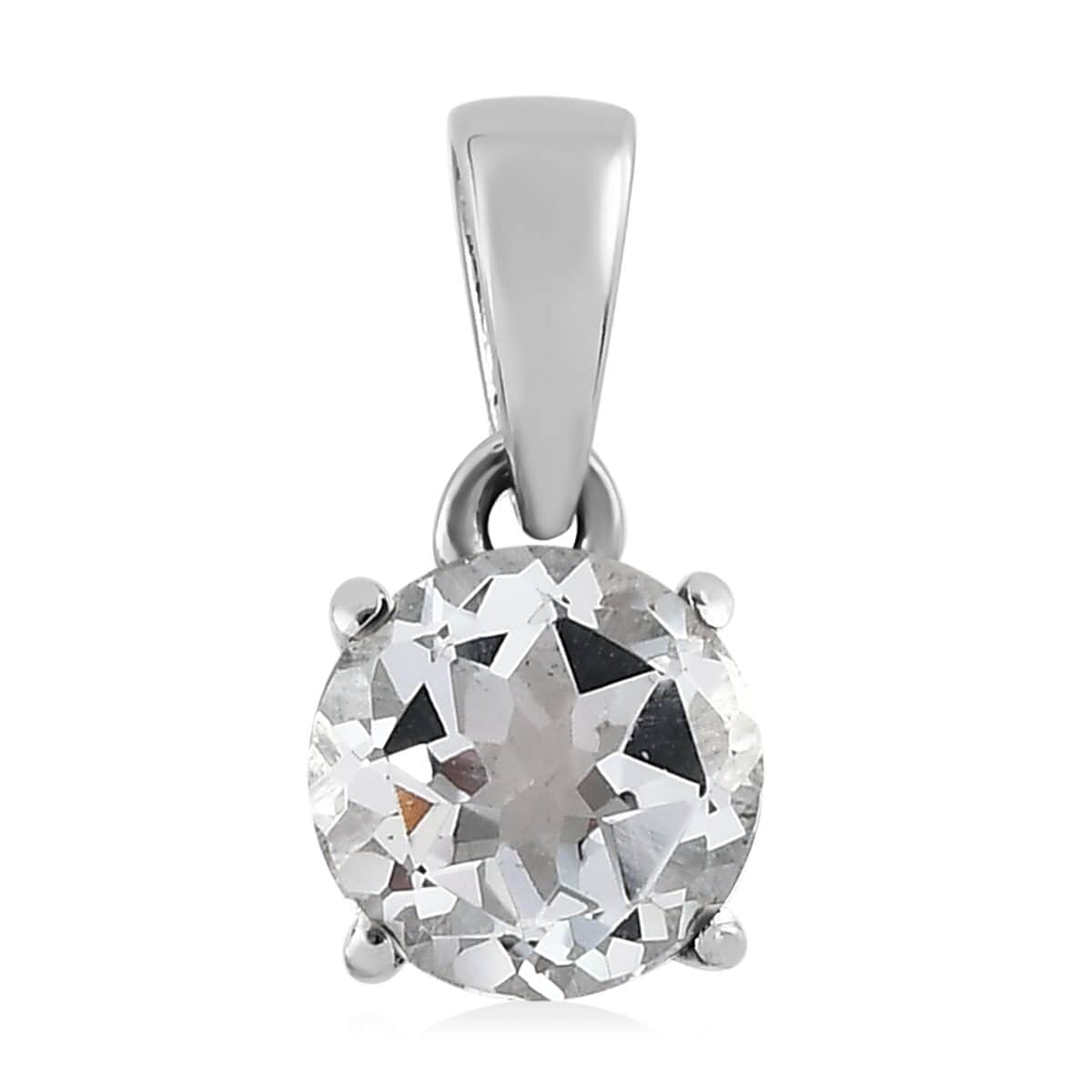 White Topaz Solitaire Pendant in Stainless Steel 1.50 ctw image number 0