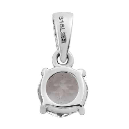 White Topaz Solitaire Pendant in Stainless Steel 1.50 ctw image number 5