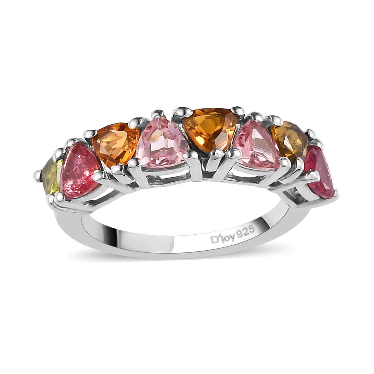Multi-Tourmaline Band Ring in Platinum Over Sterling Silver (Size 10.0) 1.85 ctw image number 0