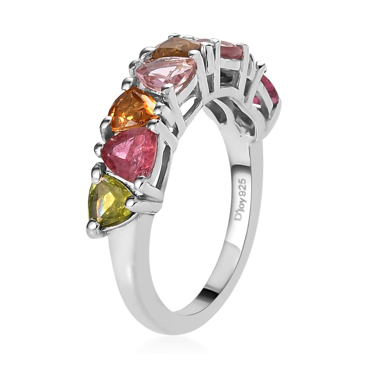 Multi-Tourmaline Band Ring in Platinum Over Sterling Silver (Size 10.0) 1.85 ctw image number 3
