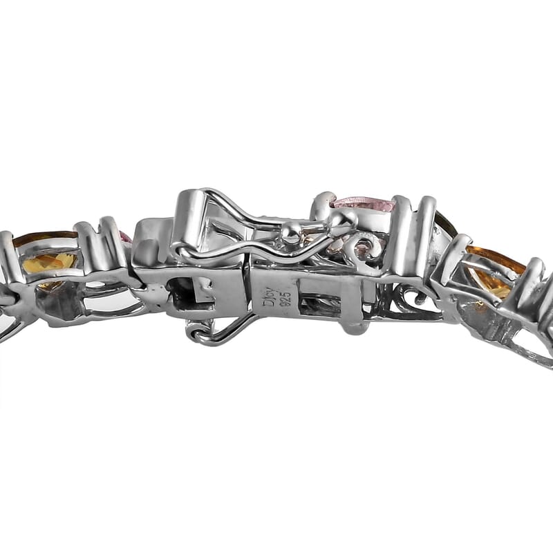 Multi-Tourmaline Tennis Bracelet in Platinum Over Sterling Silver (6.50 In) 9.75 ctw
