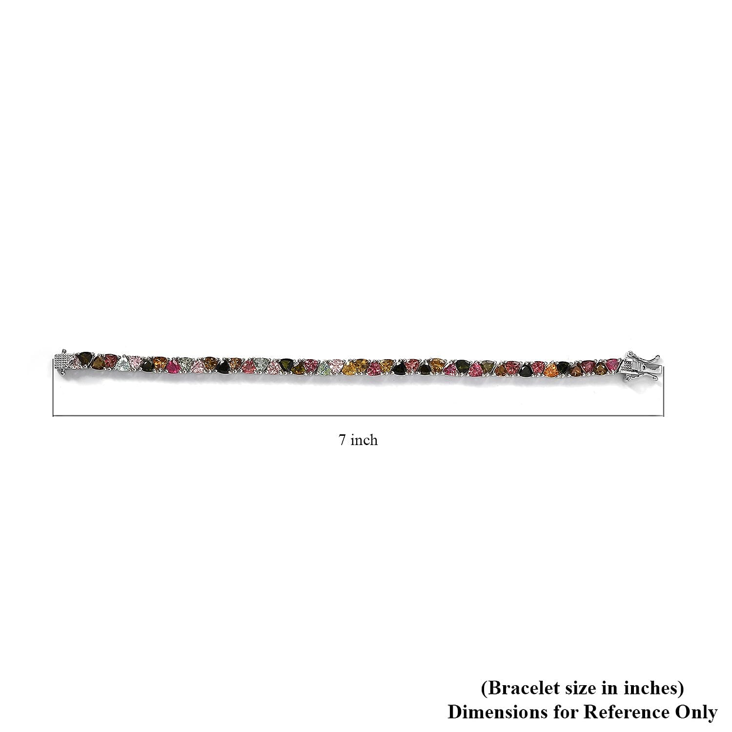 Multi-Tourmaline Tennis Bracelet in Platinum Over Sterling Silver (6.50 In) 9.75 ctw