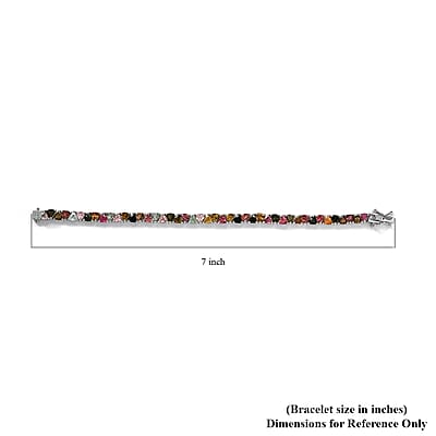 Multi-Tourmaline Tennis Bracelet in Platinum Over Sterling Silver (6.50 In) 9.75 ctw