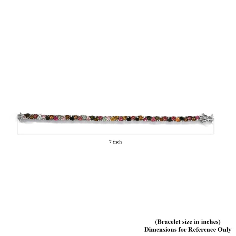Multi-Tourmaline Tennis Bracelet in Platinum Over Sterling Silver (6.50 In) 9.75 ctw