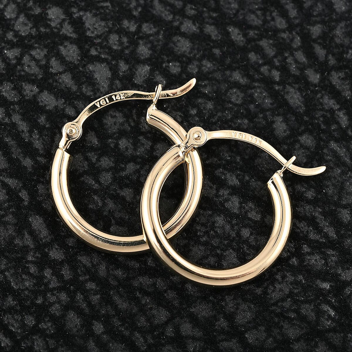 14K Yellow Gold 15mm Hoop Earrings 1.10 Grams image number 1