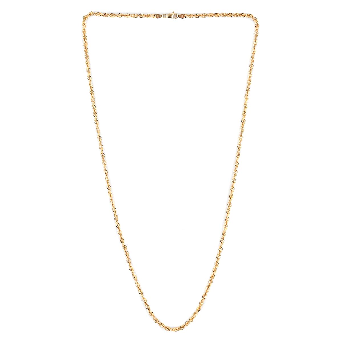 New York Closeout 14K Yellow Gold 3.5mm Rope Necklace 26 Inches 7.30 Grams image number 3