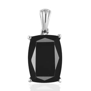 Thai Black Spinel Solitaire Pendant in Stainless Steel 8.50 ctw , Tarnish-Free, Waterproof, Sweat Proof Jewelry