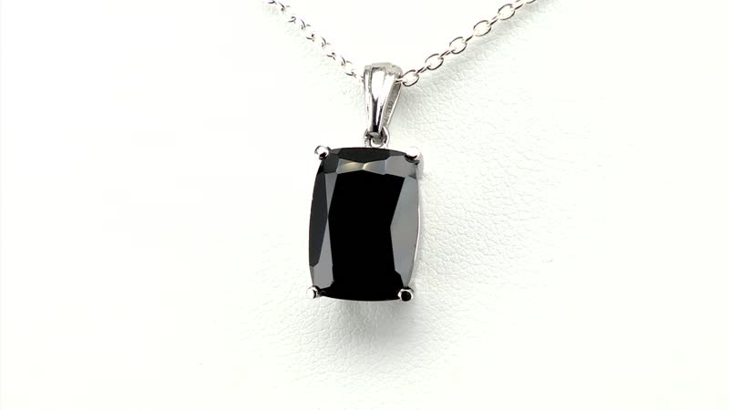 Thai Black Spinel Solitaire Pendant without Chain in Stainless Steel 8.50 ctw , Tarnish-Free, Waterproof, Sweat Proof Jewelry