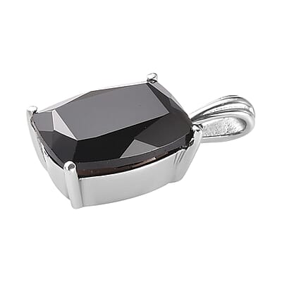 Thai Black Spinel Solitaire Pendant without Chain in Stainless Steel 8.50 ctw , Tarnish-Free, Waterproof, Sweat Proof Jewelry
