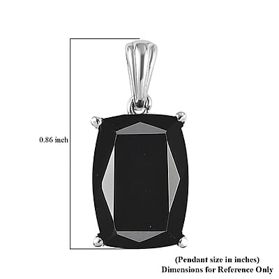 Thai Black Spinel Solitaire Pendant without Chain in Stainless Steel 8.50 ctw , Tarnish-Free, Waterproof, Sweat Proof Jewelry