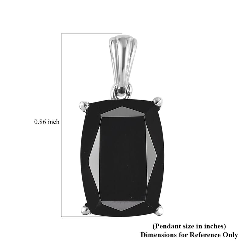 Thai Black Spinel Solitaire Pendant without Chain in Stainless Steel 8.50 ctw , Tarnish-Free, Waterproof, Sweat Proof Jewelry