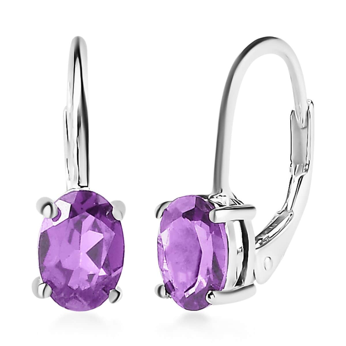 Amethyst Lever Back Earrings in Sterling Silver 1.40 ctw image number 0