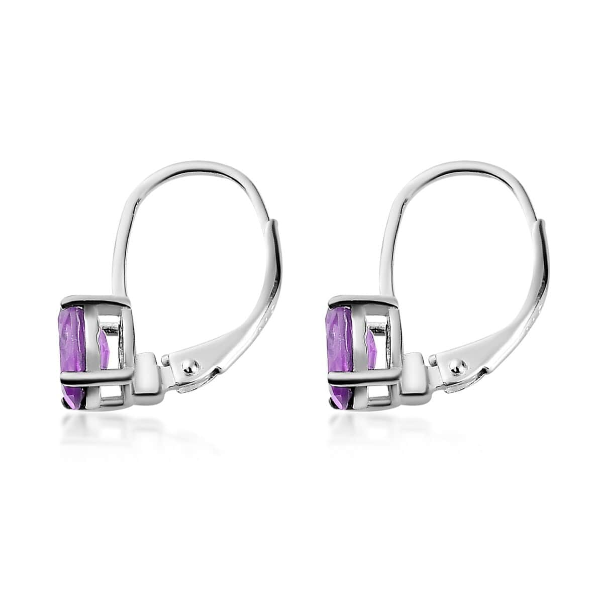 Amethyst Lever Back Earrings in Sterling Silver 1.40 ctw image number 3
