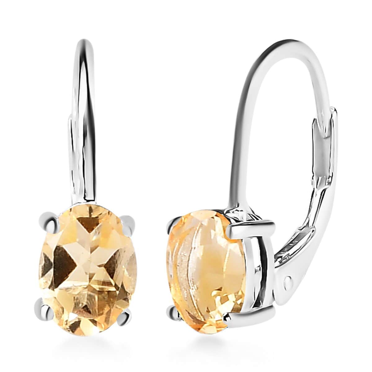 Brazilian Citrine Lever Back Earrings in Sterling Silver 1.40 ctw image number 0