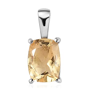 Brazilian Citrine Solitaire Pendant in Stainless Steel 1.40 ctw