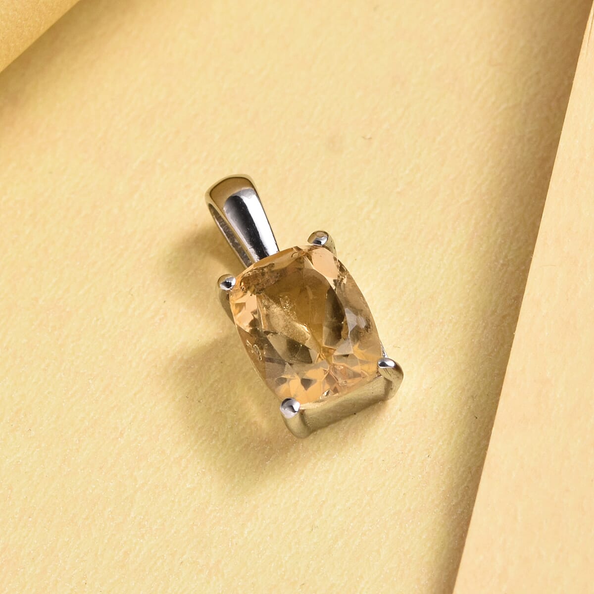 Brazilian Citrine Solitaire Pendant in Stainless Steel 1.40 ctw image number 3
