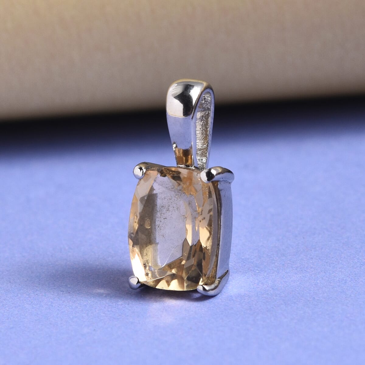 Brazilian Citrine Solitaire Pendant in Stainless Steel 1.40 ctw image number 4