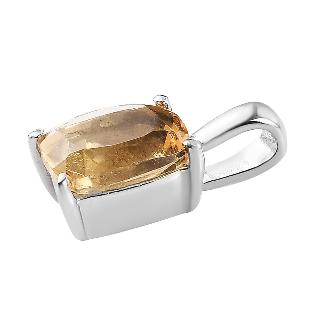 Brazilian Citrine Solitaire Pendant in Stainless Steel 1.40 ctw image number 5