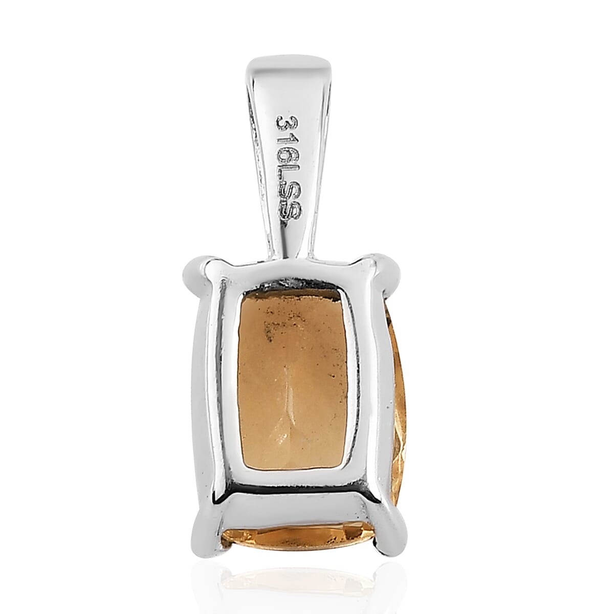 Brazilian Citrine Solitaire Pendant in Stainless Steel 1.40 ctw image number 6