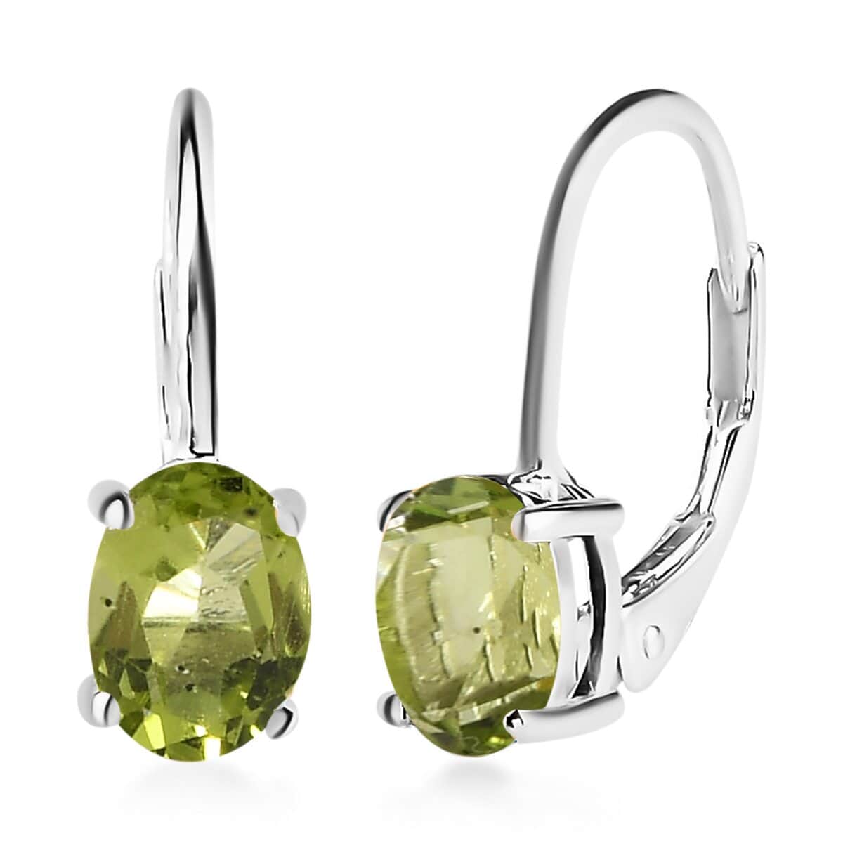 Peridot Solitaire Lever Back Earrings in Sterling Silver (Del. in 10-12 Days) 1.65 ctw image number 0