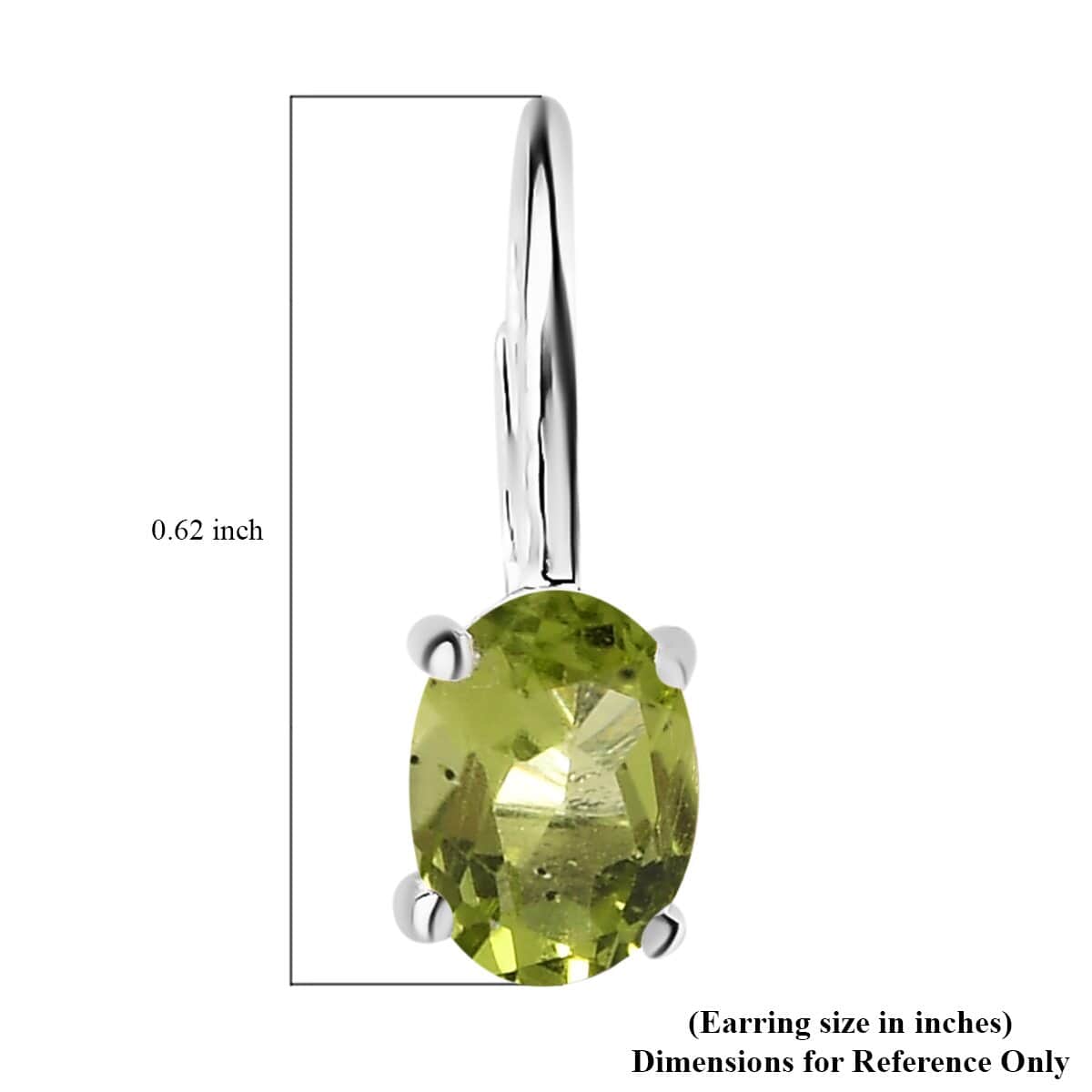 Peridot Solitaire Lever Back Earrings in Sterling Silver (Del. in 10-12 Days) 1.65 ctw image number 4