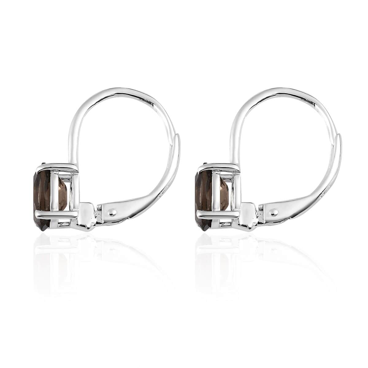 Brazilian Smoky Quartz Solitaire Lever Back Earrings in Sterling Silver 1.50 ctw image number 3