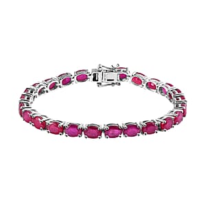 Niassa Ruby (FF) Tennis Bracelet in Platinum Over Sterling Silver (7.25 In) 26.40 ctw