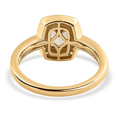Turkizite and White Zircon1.53 ctw Ring in Vermeil Yellow Gold Over Sterling Silver (Size 10)