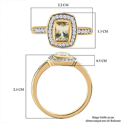 AAA Turkizite and White Zircon 1.34 ctw Ring in Vermeil Yellow Gold Over Sterling Silver (Size 11.5)