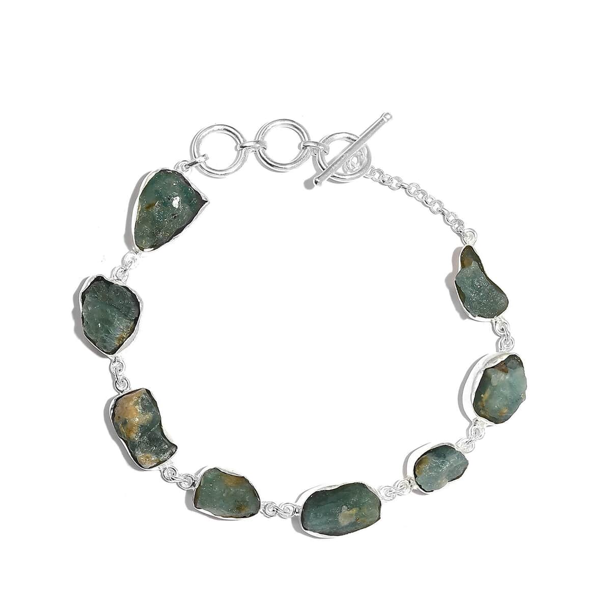 Artisan Crafted Rough Cut Grandidierite Toggle Clasp Bracelet in Sterling Silver (7.25-8In) 41.75 ctw image number 0