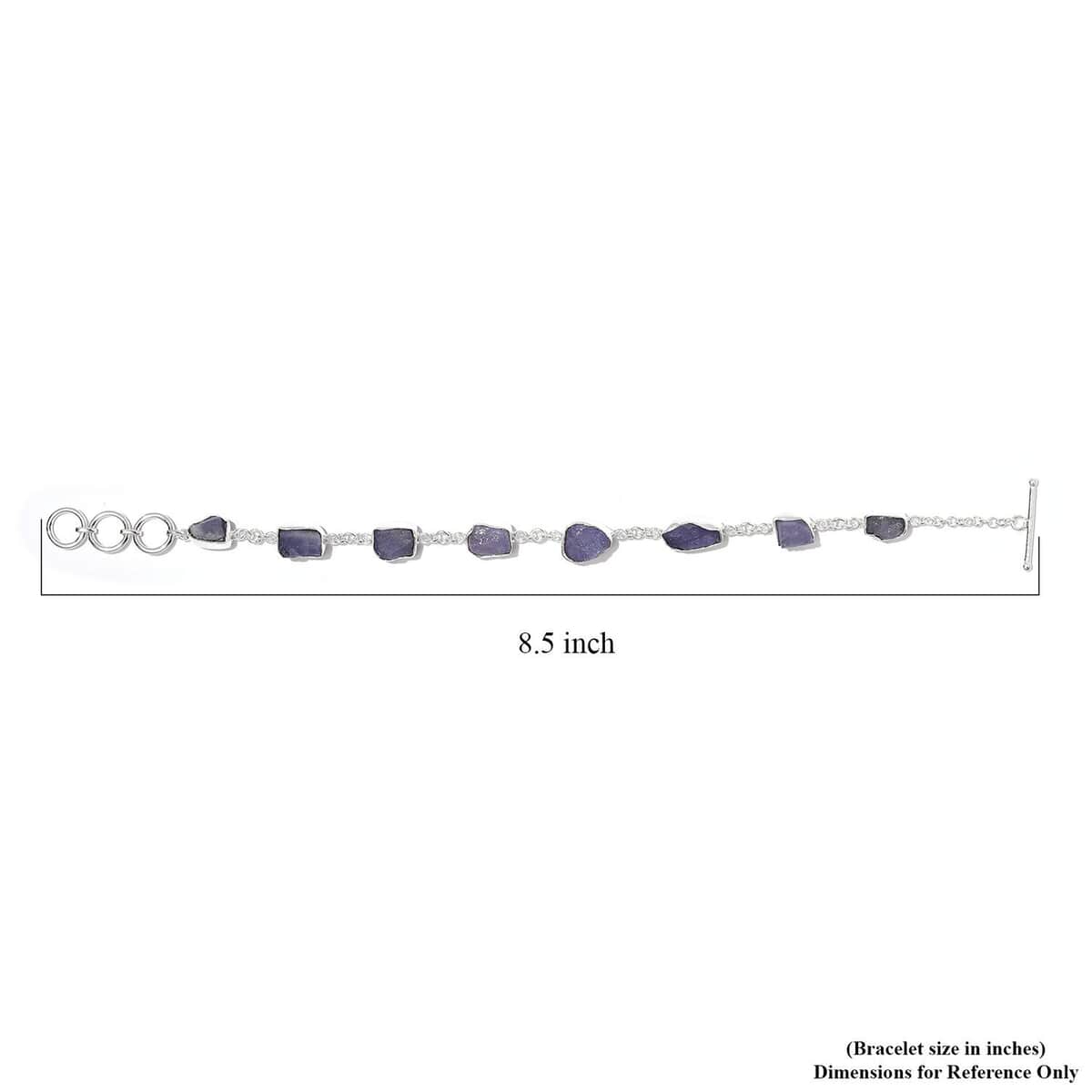 Artisan Crafted Rough Cut Tanzanite Toggle Clasp Bracelet in Sterling Silver (7.25-8In) 19.20 ctw image number 4