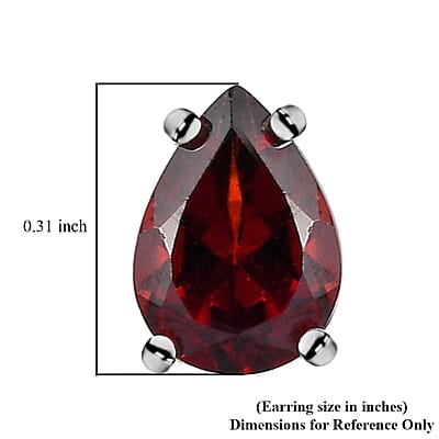 Mozambique Garnet Solitaire Stud Earrings in Sterling Silver 1.65 ctw