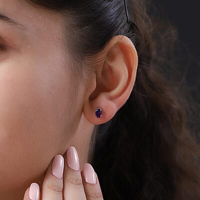 Amethyst Solitaire Stud Earrings in Sterling Silver 0.80 ctw