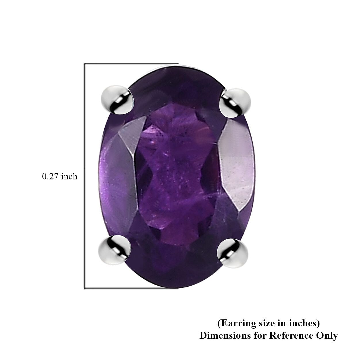 Amethyst Solitaire Stud Earrings in Sterling Silver 0.80 ctw