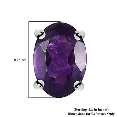 Amethyst Solitaire Stud Earrings in Sterling Silver 0.80 ctw