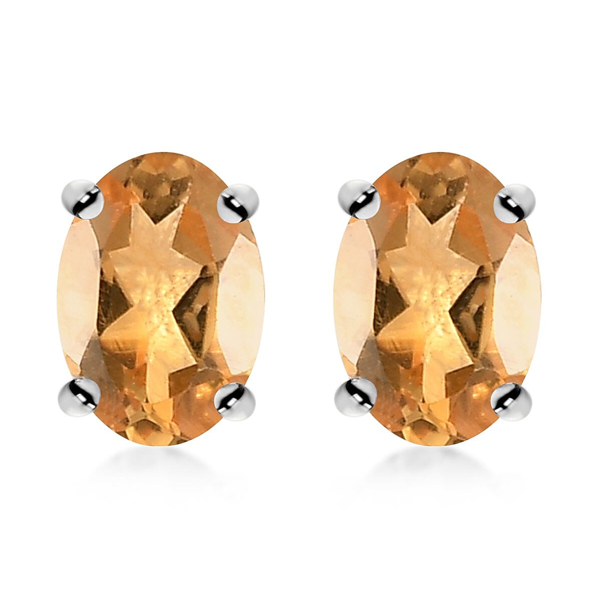 Brazilian Citrine Solitaire Stud Earrings in Sterling Silver 0.85 ctw