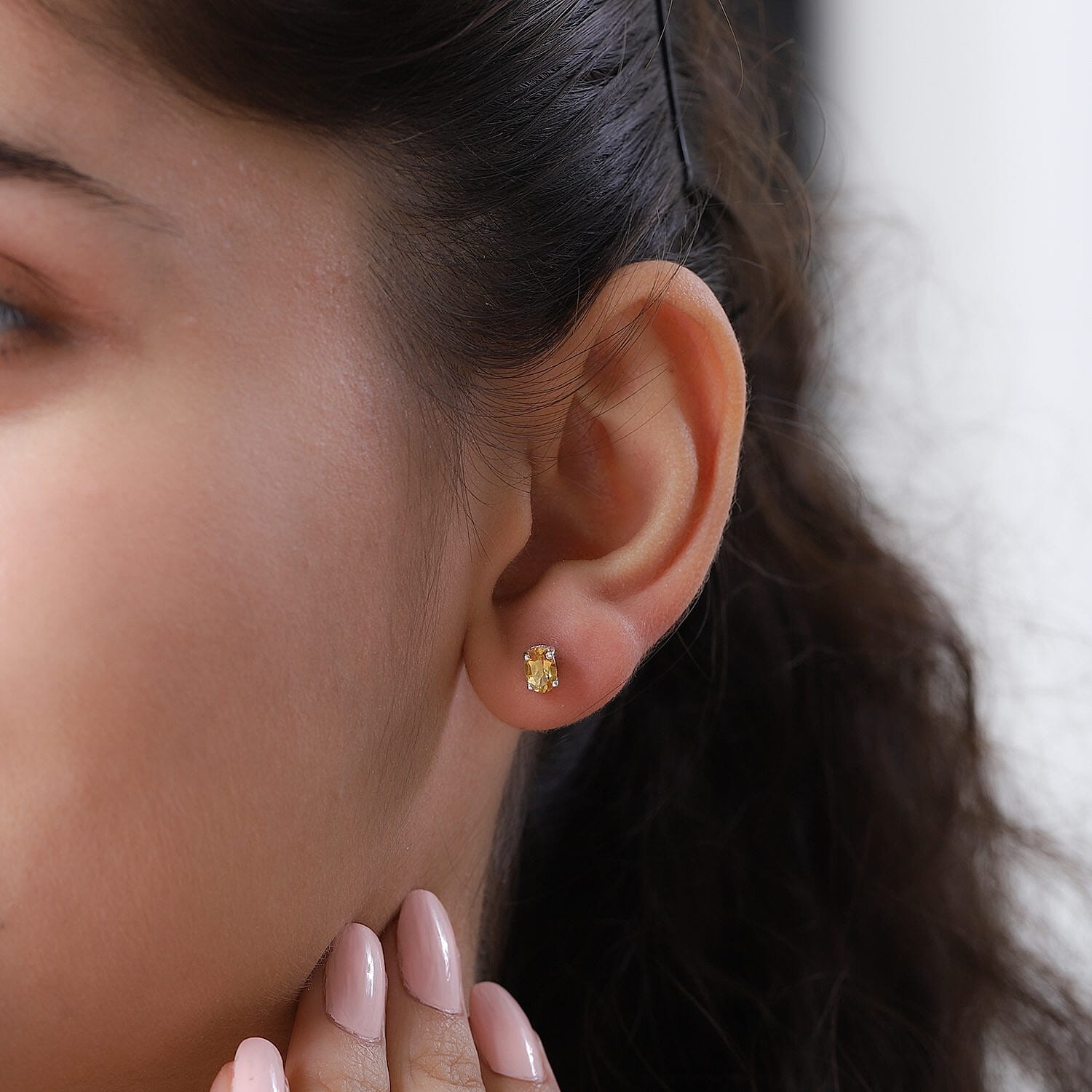 Brazilian Citrine Solitaire Stud Earrings in Sterling Silver 0.85 ctw