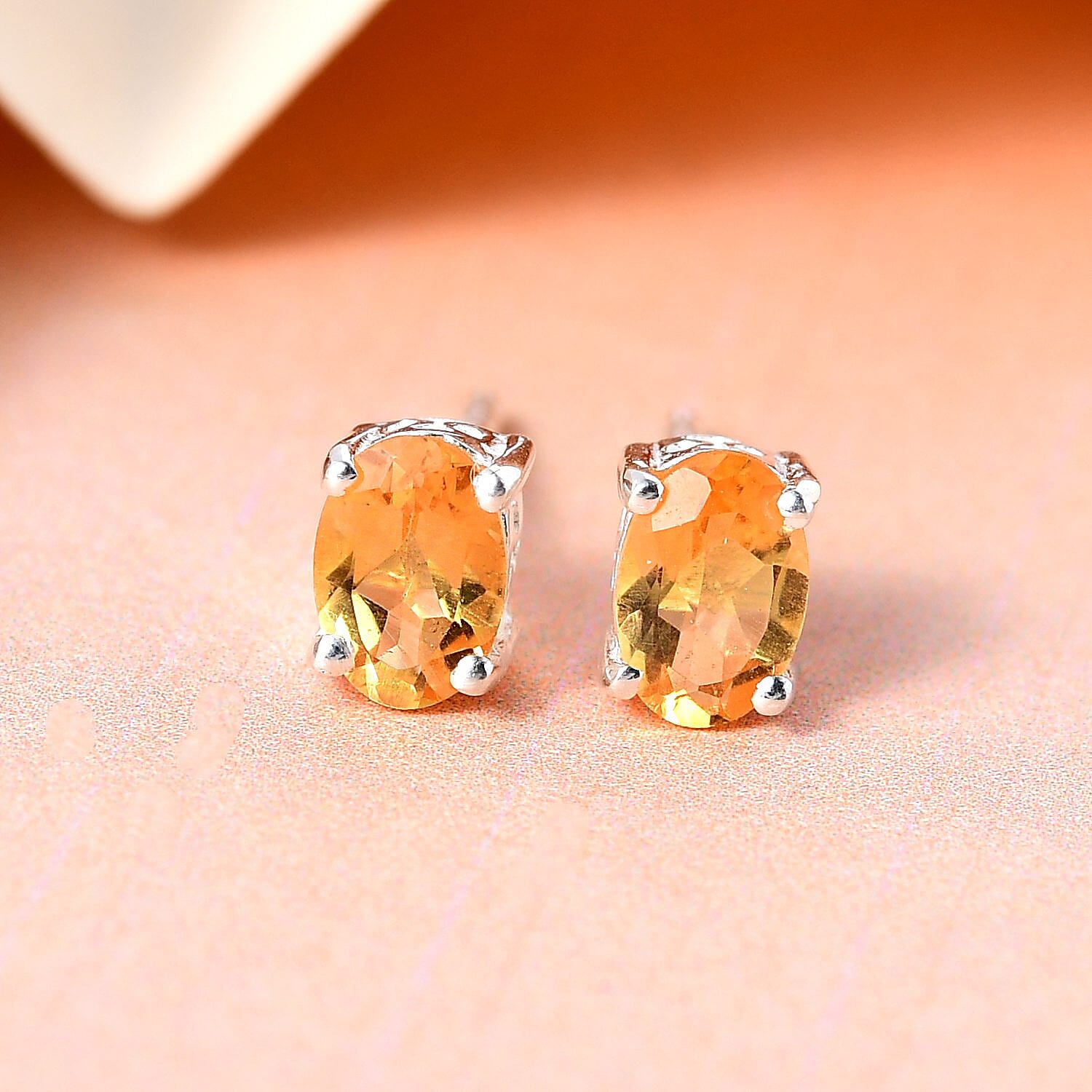 Brazilian Citrine Solitaire Stud Earrings in Sterling Silver 0.85 ctw