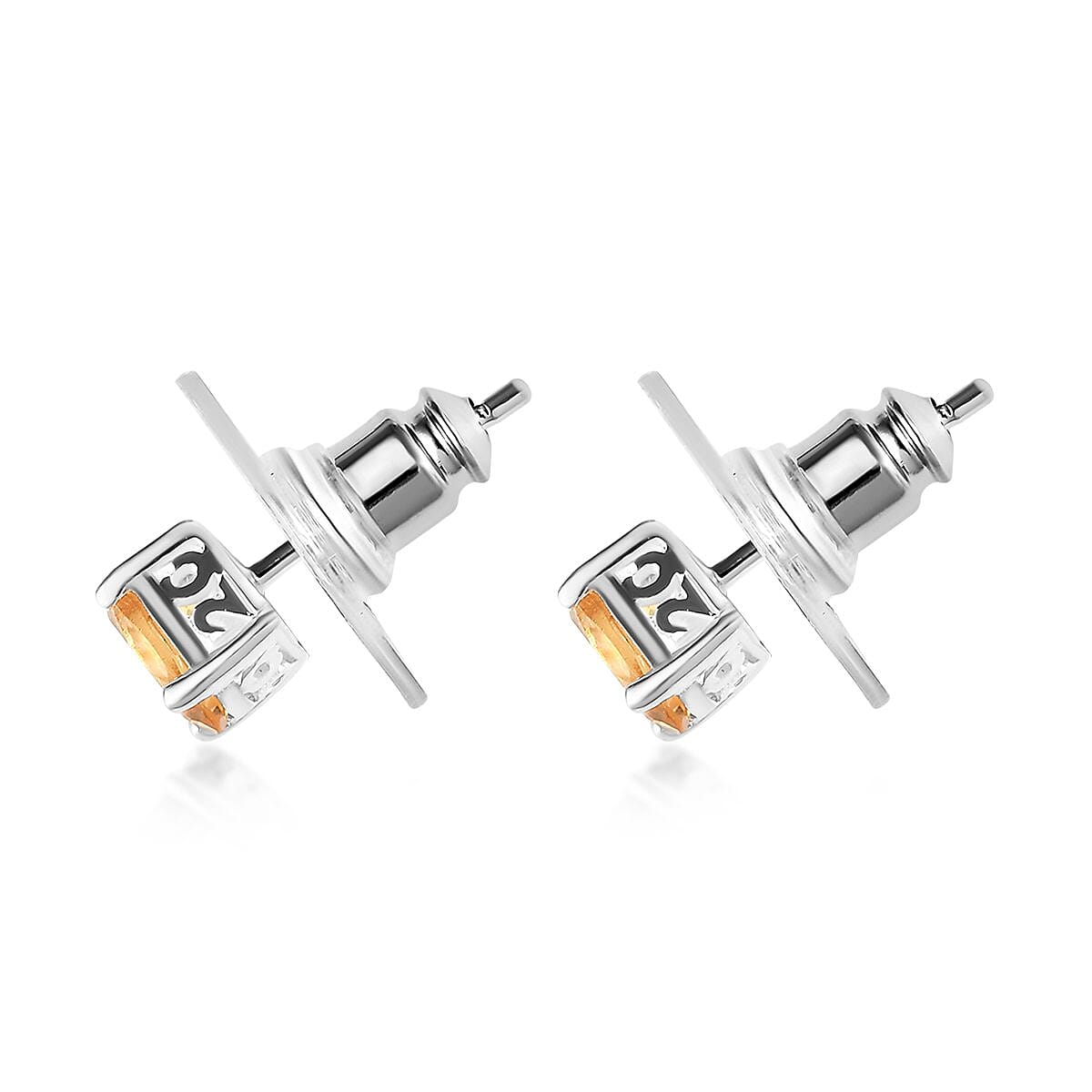 Brazilian Citrine Solitaire Stud Earrings in Sterling Silver 0.85 ctw