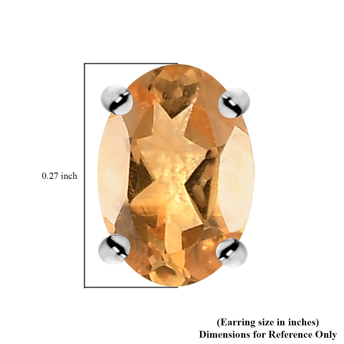 Brazilian Citrine Solitaire Stud Earrings in Sterling Silver 0.85 ctw