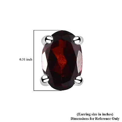 Mozambique Garnet Solitaire Stud Earrings in Sterling Silver 1.15 ctw