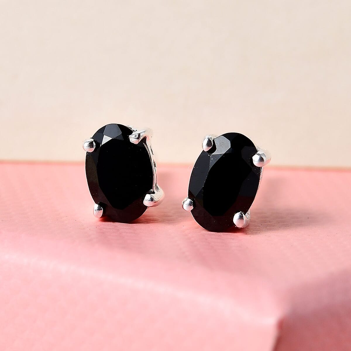 Thai Black Spinel Solitaire Stud Earrings in Sterling Silver 1.10 ctw image number 4